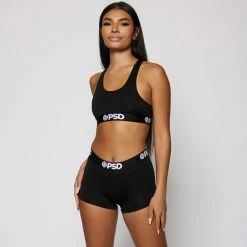 Women's PSD Solid Black Sports Bra BLACK