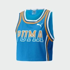 Women's PUMA Ballin' Cropped Basketball Jersey BLUE