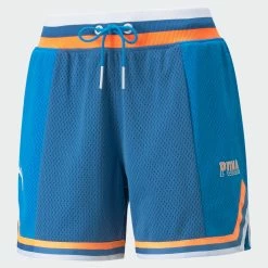 Women's PUMA Swish Maker Printed Basketball Shorts Blue BLUE