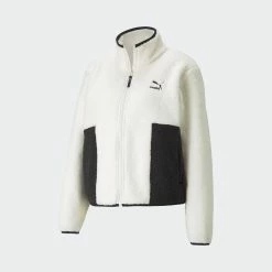 Women's PUMA CLSX Sherpa Track Jacket CREAM