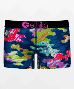 Women's Ethika Trippy Silk Boy Shorts BLUE 9 Women's Ethika Trippy Silk Boy Shorts BLUE -women‘s Sales Store Ethika Trippy Silk Boyshort Underwear 350806 front US