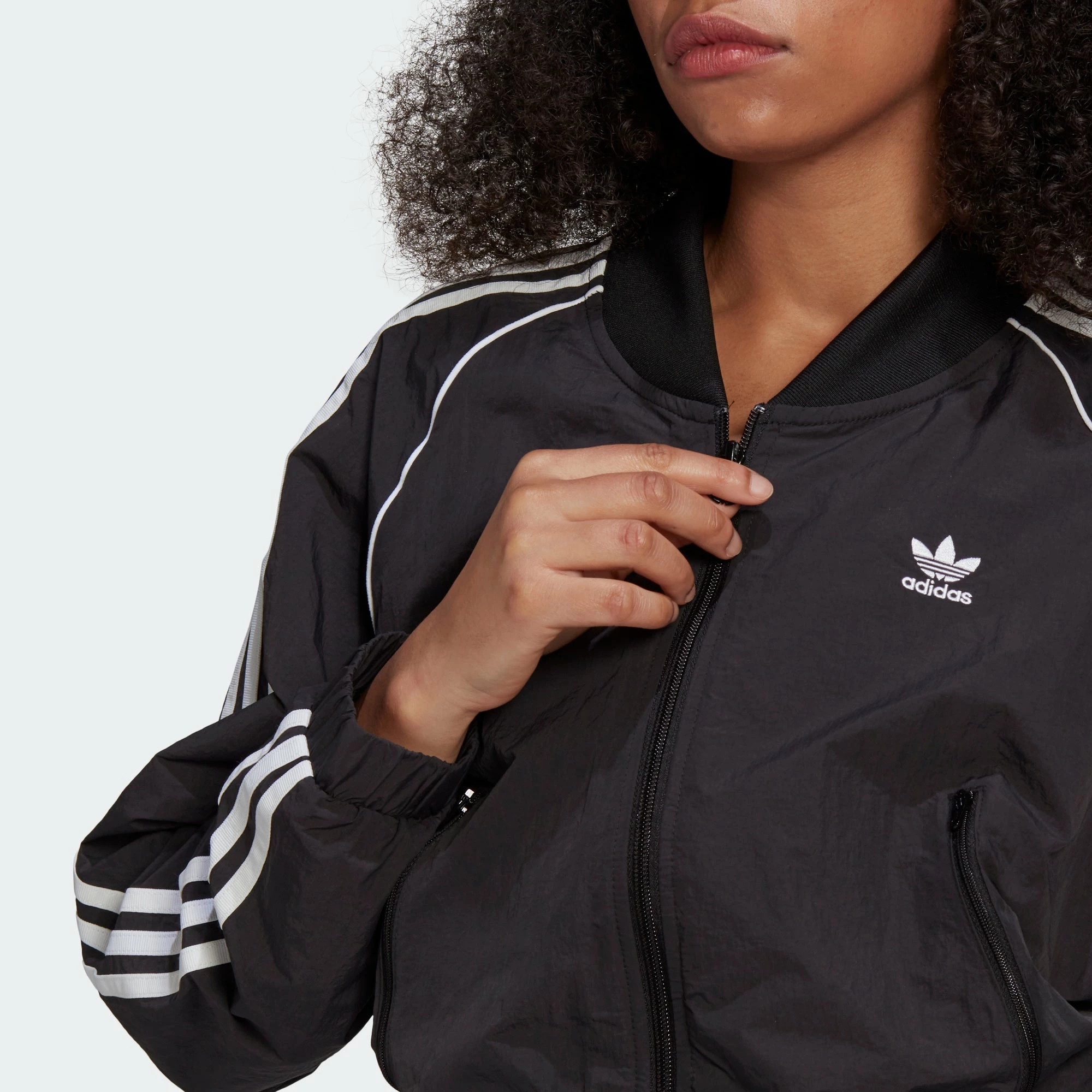 Women's Adidas Originals Adicolor Classics Cropped Track Jacket Black BLACK 8 Women's Adidas Originals Adicolor Classics Cropped Track Jacket Black BLACK - Image 6