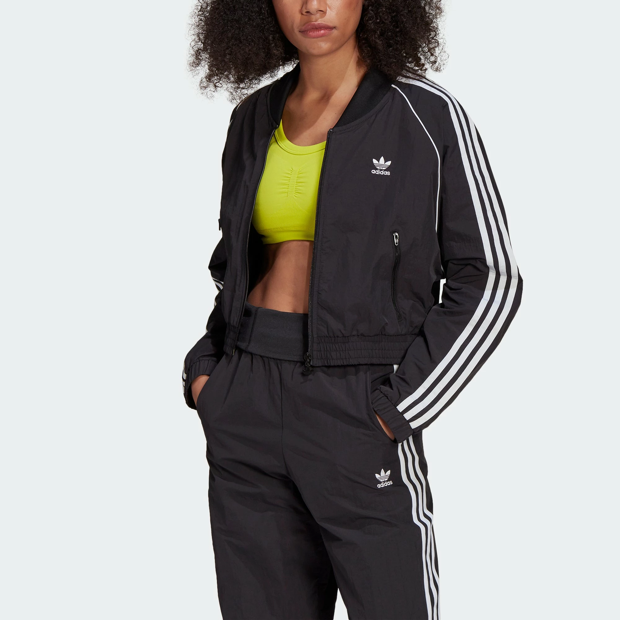Women's Adidas Originals Adicolor Classics Cropped Track Jacket Black BLACK 7 Women's Adidas Originals Adicolor Classics Cropped Track Jacket Black BLACK - Image 5