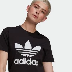 Women's Adidas Originals Adicolor Classics Trefoil Tee Black BLACK -women‘s Sales Store GN2896 1