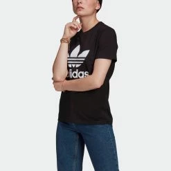 Women's Adidas Originals Adicolor Classics Trefoil Tee Black BLACK -women‘s Sales Store GN2896 3