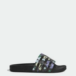 Women’s Adidas Originals Adilette Slides Florals Black BLACK