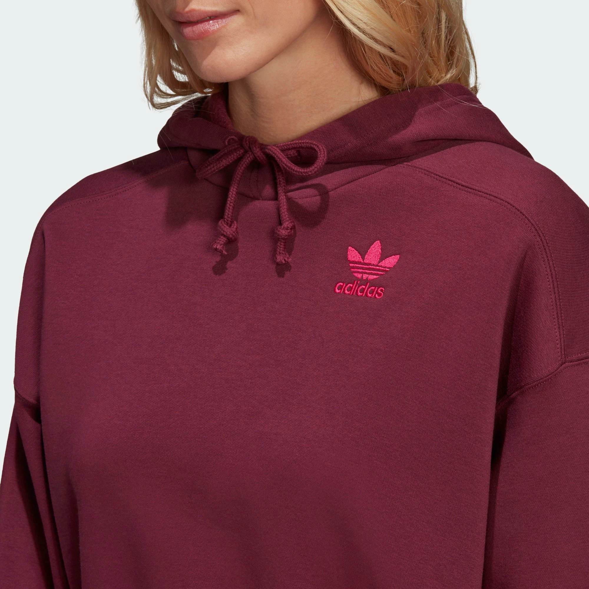 Women's Adidas Originals Logo Play Cropped Hoodie Crimson BURGUNDY 8 Women's Adidas Originals Logo Play Cropped Hoodie Crimson BURGUNDY - Image 6