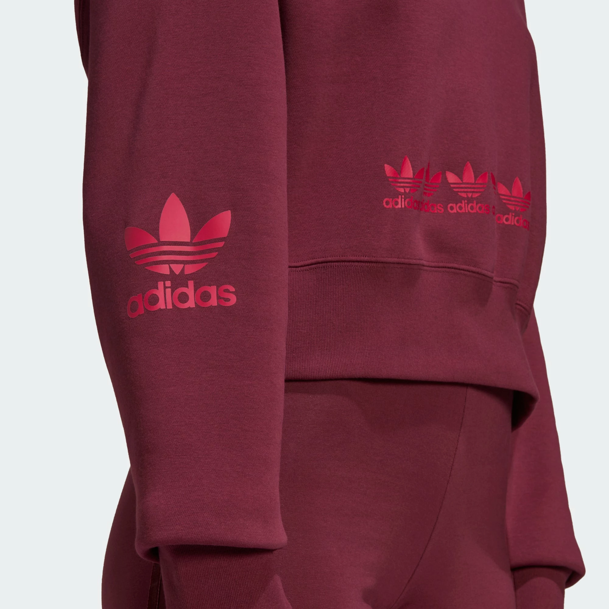 Women's Adidas Originals Logo Play Cropped Hoodie Crimson BURGUNDY 9 Women's Adidas Originals Logo Play Cropped Hoodie Crimson BURGUNDY - Image 7