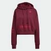 Women's Adidas Originals Logo Play Cropped Hoodie Crimson BURGUNDY