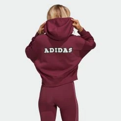 Women's Adidas Originals Logo Play Cropped Hoodie Crimson BURGUNDY 12 Women's Adidas Originals Logo Play Cropped Hoodie Crimson BURGUNDY -women‘s Sales Store H20444 7