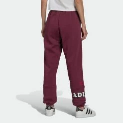 Women's Adidas Originals Logo Play Cuff Pants Crimson BURGUNDY -women‘s Sales Store H20450 5