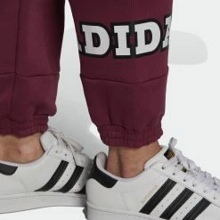 Women's Adidas Originals Logo Play Cuff Pants Crimson BURGUNDY -women‘s Sales Store H20450 6