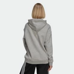 Women's Adidas Originals Adicolor Trefoil Hoodie Grey GRAY -women‘s Sales Store H33589 1