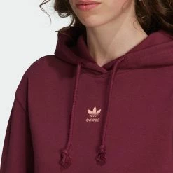 Women’s Adidas Originals Adicolor Essentials Fleece Hoodie Victory Crimson BURGUNDY -women‘s Sales Store H34728 2