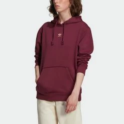 Women’s Adidas Originals Adicolor Essentials Fleece Hoodie Victory Crimson BURGUNDY -women‘s Sales Store H34728 4