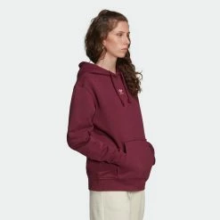 Women’s Adidas Originals Adicolor Essentials Fleece Hoodie Victory Crimson BURGUNDY -women‘s Sales Store H34728 6