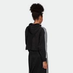 Women's Adidas Originals Adicolor Classics Cropped Hoodie Black BLACK -women‘s Sales Store HC2016 8