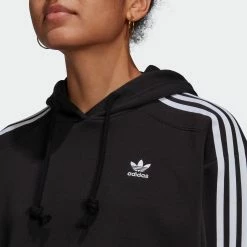 Women's Adidas Originals Adicolor Classics Cropped Hoodie Black BLACK -women‘s Sales Store HC2016 9