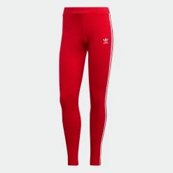 Women's Adidas Originals Adicolor 3-Stripes Leggings Vivid Red RED