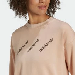 Women's Adidas Originals Crew Sweatshirt Halo Blush BEIGE -women‘s Sales Store HM4867 2