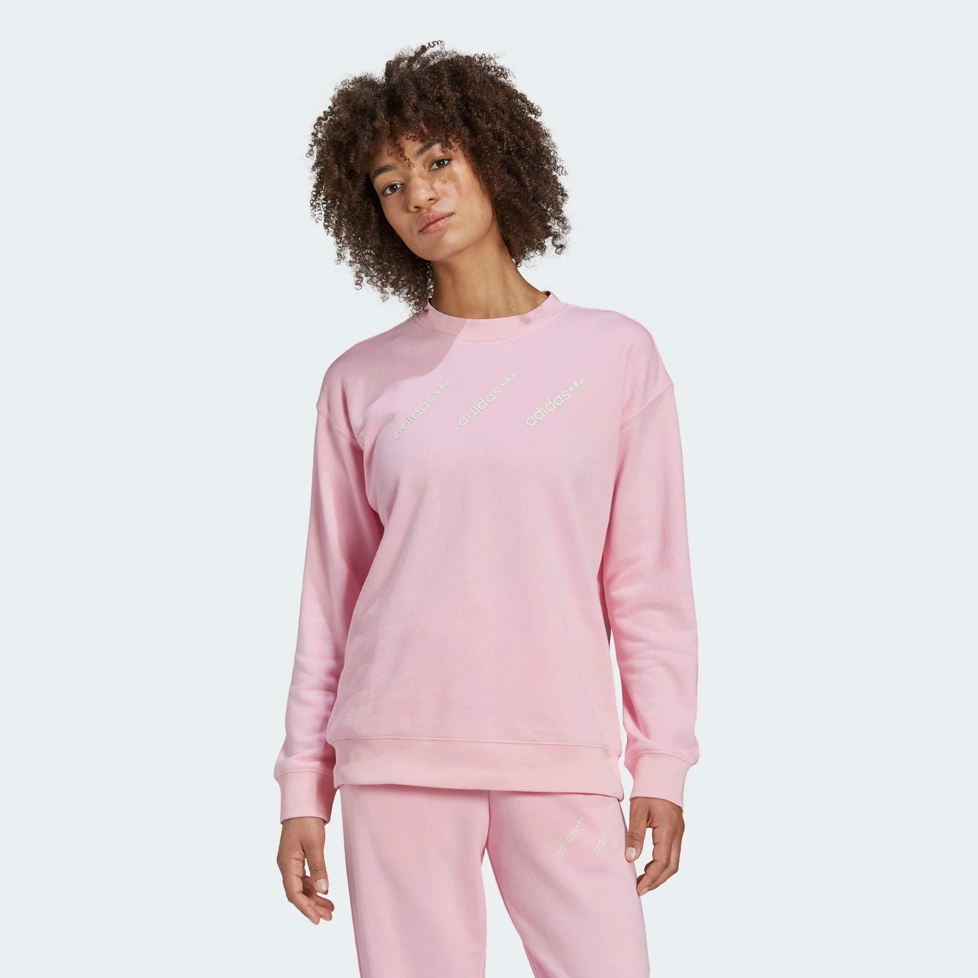 Women's Adidas Originals Crew Sweatshirt True Pink PINK 4 Women's Adidas Originals Crew Sweatshirt True Pink PINK - Image 2
