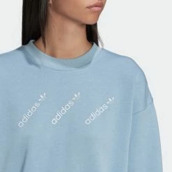 Women's Adidas Originals Crew Sweatshirt Ambient Sky BLUE -women‘s Sales Store HM4870 1