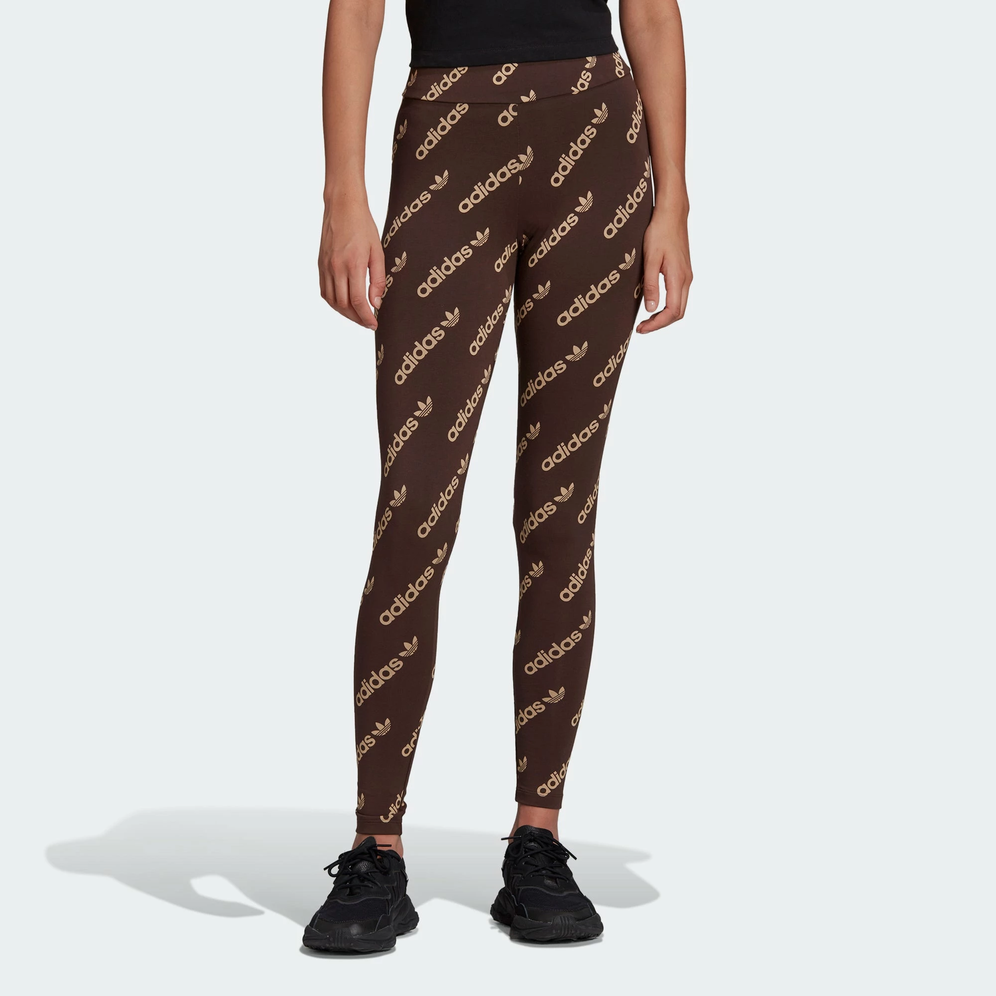 Women's Adidas Originals Leggings Brown BROWN 4 Women's Adidas Originals Leggings Brown BROWN - Image 2