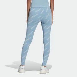 Women's Adidas Originals Leggings Ambient Sky LIGHT BLUE 14 Women's Adidas Originals Leggings Ambient Sky LIGHT BLUE -women‘s Sales Store HM4877 APP on model back gradient