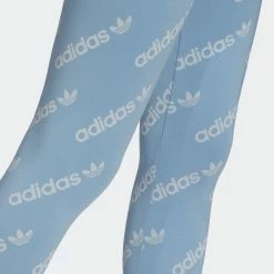 Women's Adidas Originals Leggings Ambient Sky LIGHT BLUE 16 Women's Adidas Originals Leggings Ambient Sky LIGHT BLUE -women‘s Sales Store HM4877 APP on model detail 2 gradient
