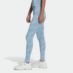 Women's Adidas Originals Leggings Ambient Sky LIGHT BLUE 13 Women's Adidas Originals Leggings Ambient Sky LIGHT BLUE -women‘s Sales Store HM4877 APP on model side gradient