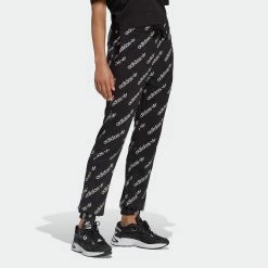 Women's Adidas Originals Monogram Track Pants BLACK -women‘s Sales Store HM4887 4
