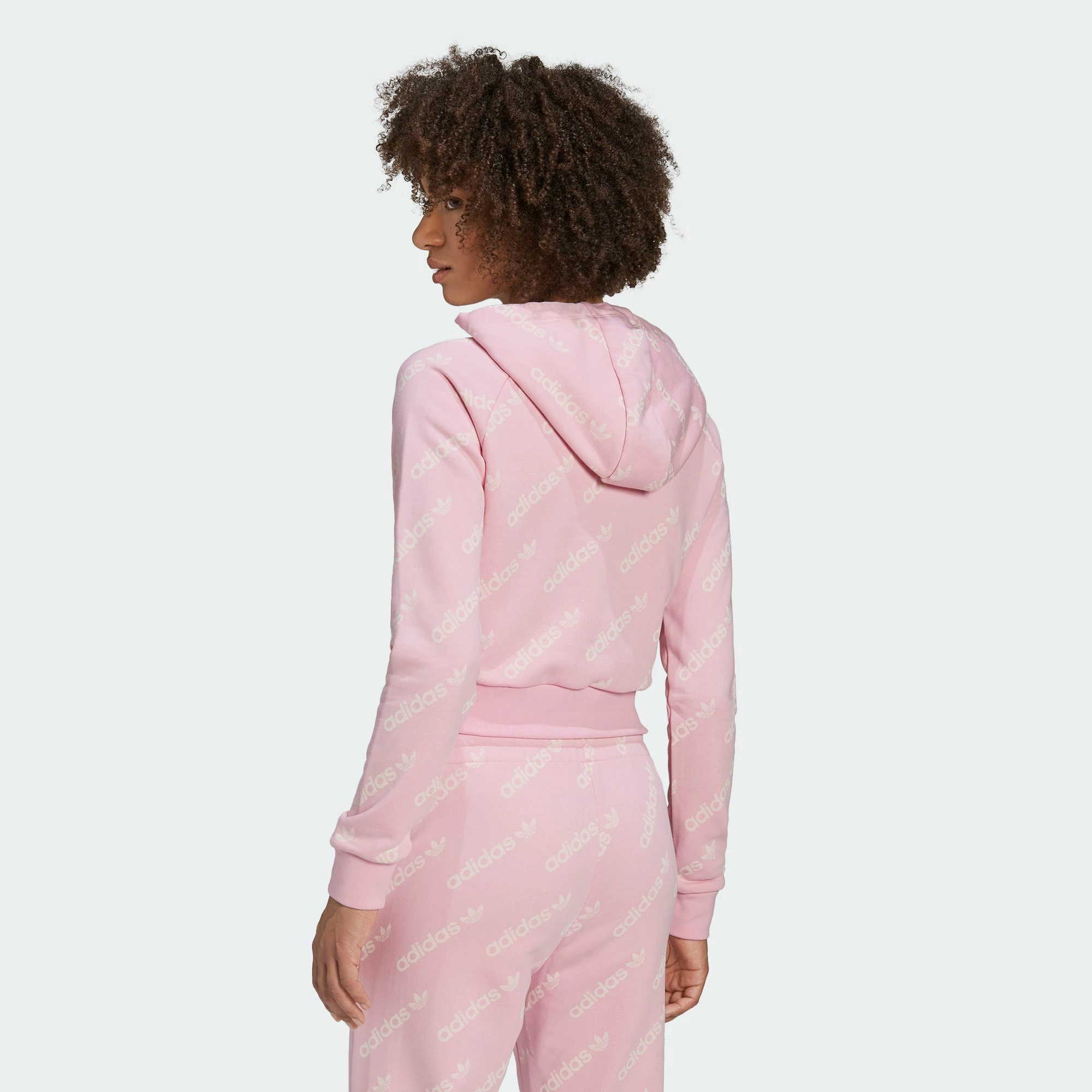 Women's Adidas Originals Cropped Monogram Jacket True Pink PINK 7 Women's Adidas Originals Cropped Monogram Jacket True Pink PINK - Image 5