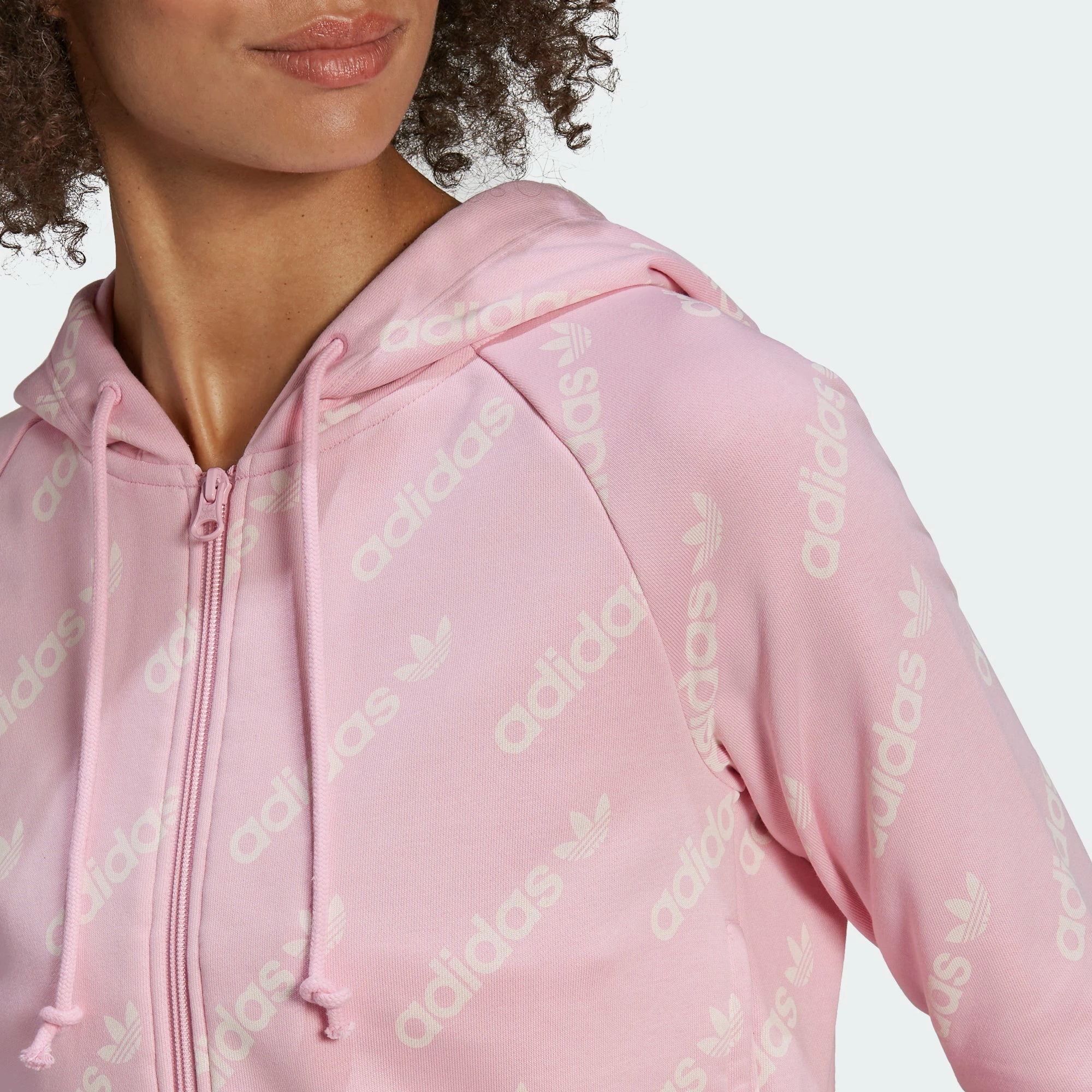 Women's Adidas Originals Cropped Monogram Jacket True Pink PINK 9 Women's Adidas Originals Cropped Monogram Jacket True Pink PINK - Image 7