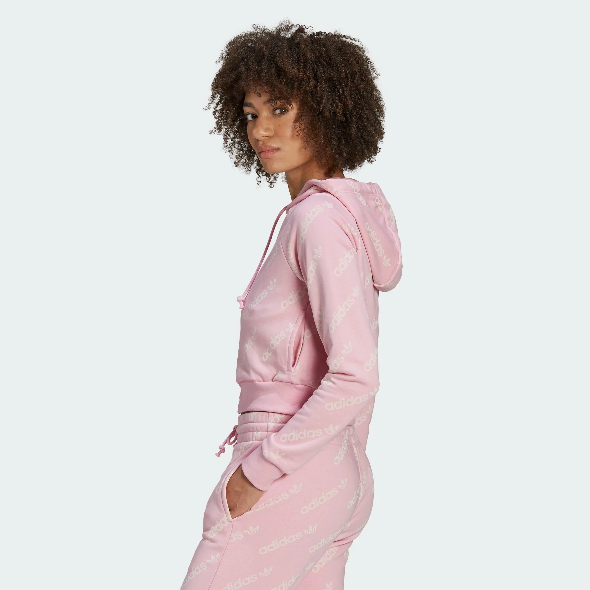 Women's Adidas Originals Cropped Monogram Jacket True Pink PINK 6 Women's Adidas Originals Cropped Monogram Jacket True Pink PINK - Image 4