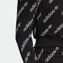 Women's Adidas Originals Cropped Monogram Jacket Black BLACK 18 Women's Adidas Originals Cropped Monogram Jacket Black BLACK -women‘s Sales Store HM4889 1