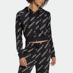 Women's Adidas Originals Cropped Monogram Jacket Black BLACK 16 Women's Adidas Originals Cropped Monogram Jacket Black BLACK -women‘s Sales Store HM4889 2