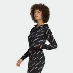 Women's Adidas Originals Cropped Monogram Jacket Black BLACK 14 Women's Adidas Originals Cropped Monogram Jacket Black BLACK -women‘s Sales Store HM4889 3