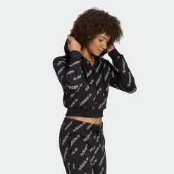 Women's Adidas Originals Cropped Monogram Jacket Black BLACK 13 Women's Adidas Originals Cropped Monogram Jacket Black BLACK -women‘s Sales Store HM4889 5