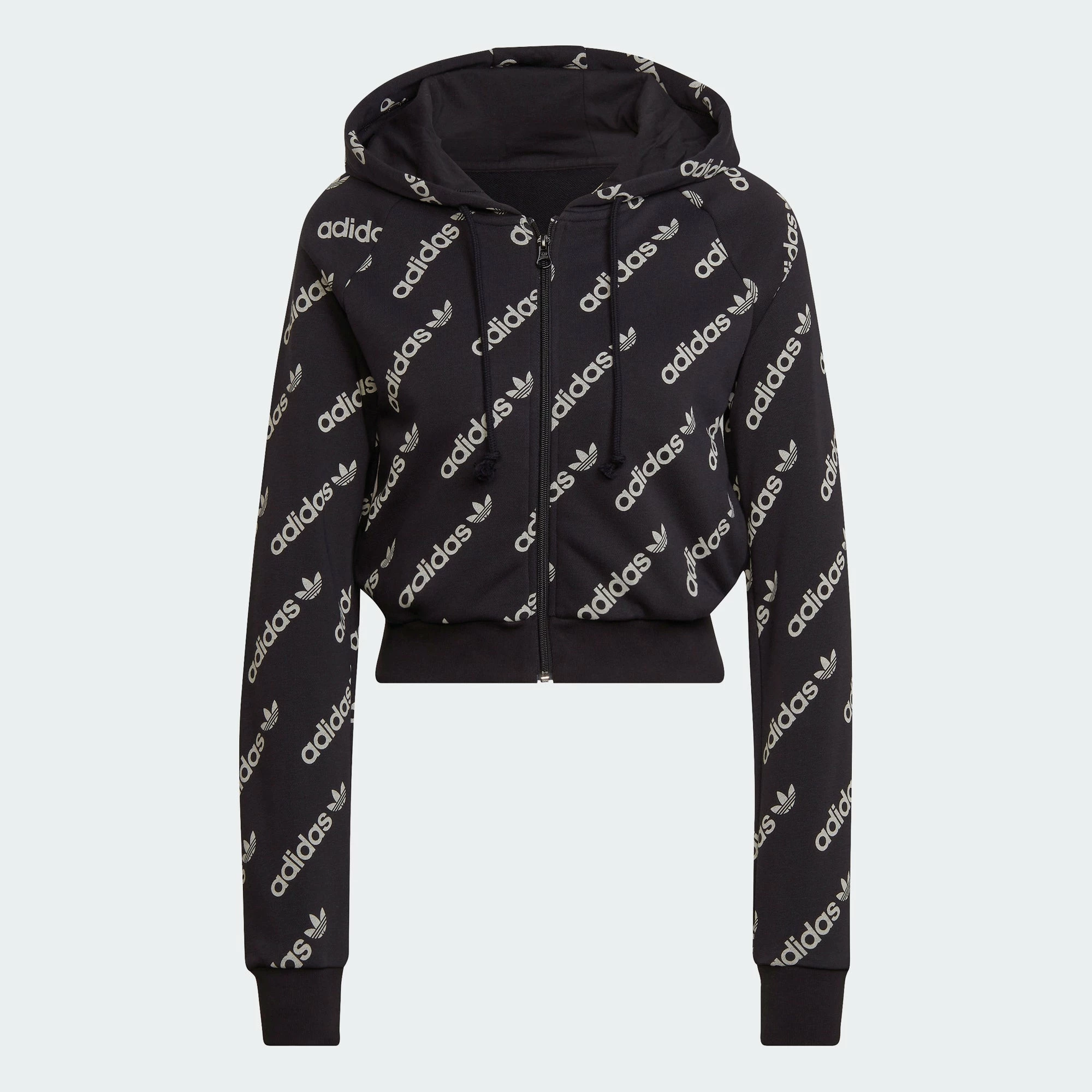 Women's Adidas Originals Cropped Monogram Jacket Black BLACK 3 Women's Adidas Originals Cropped Monogram Jacket Black BLACK