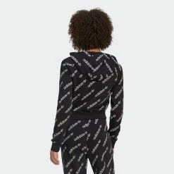 Women's Adidas Originals Cropped Monogram Jacket Black BLACK 15 Women's Adidas Originals Cropped Monogram Jacket Black BLACK -women‘s Sales Store HM4889 7