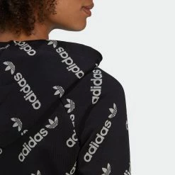Women's Adidas Originals Cropped Monogram Jacket Black BLACK 19 Women's Adidas Originals Cropped Monogram Jacket Black BLACK -women‘s Sales Store HM4889 9