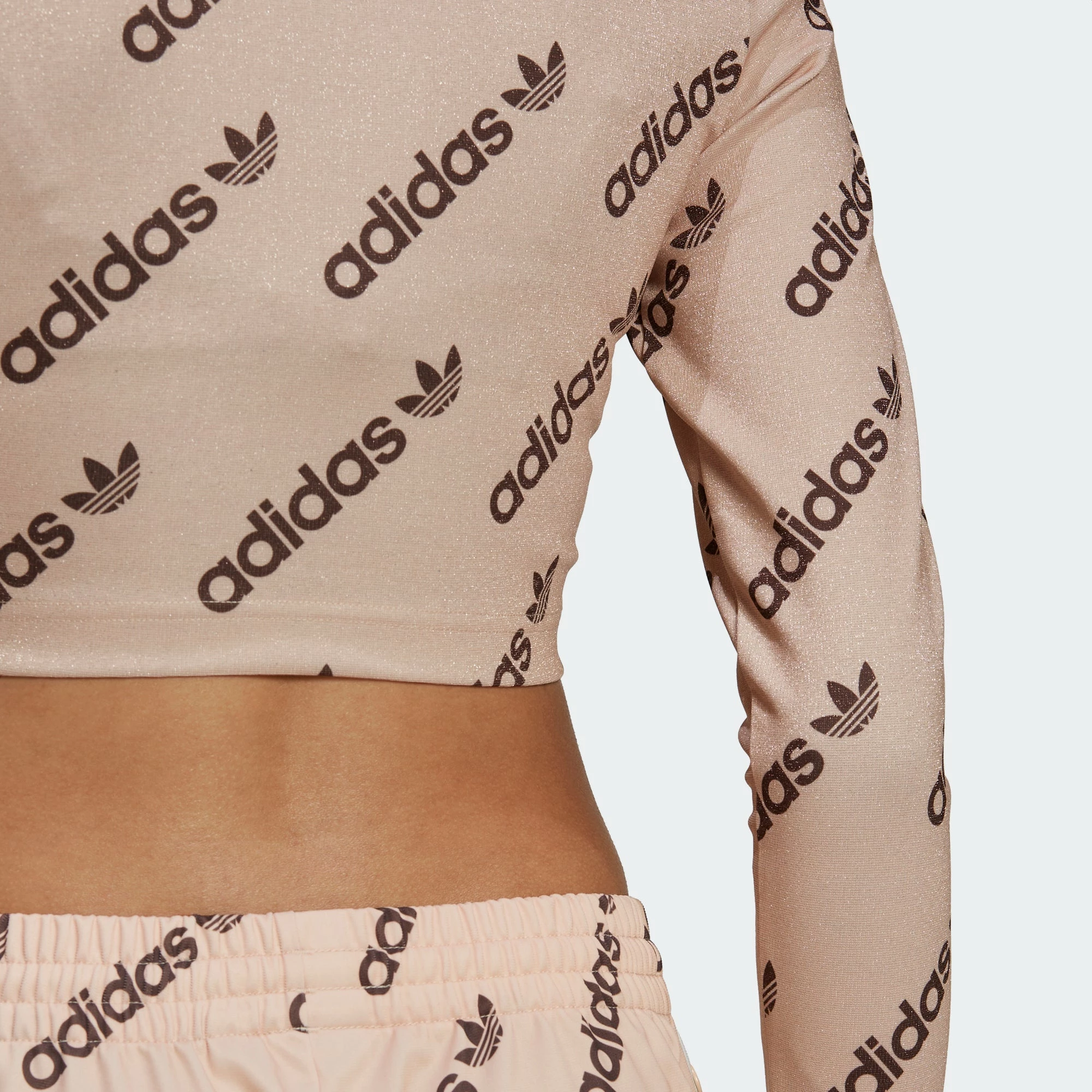 Women's Adidas Originals Long Sleeve Crop Top Halo Blush BEIGE 11 Women's Adidas Originals Long Sleeve Crop Top Halo Blush BEIGE - Image 9