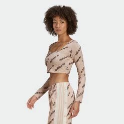 Women's Adidas Originals Long Sleeve Crop Top Halo Blush BEIGE 13 Women's Adidas Originals Long Sleeve Crop Top Halo Blush BEIGE -women‘s Sales Store HM4893 3