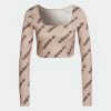 Women's Adidas Originals Long Sleeve Crop Top Halo Blush BEIGE