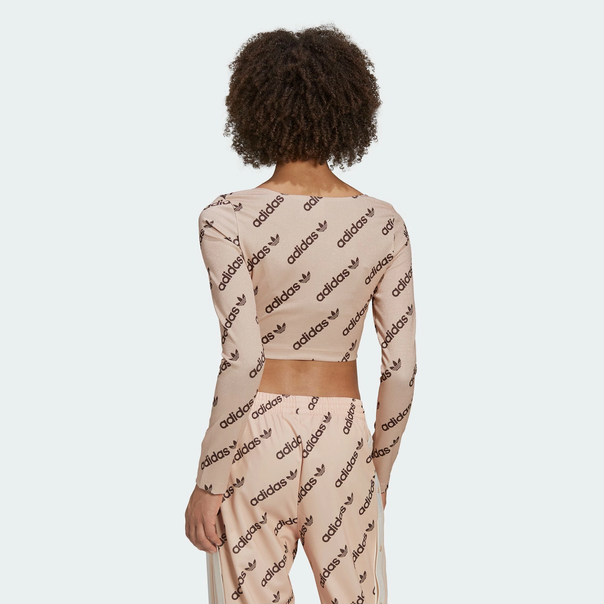 Women's Adidas Originals Long Sleeve Crop Top Halo Blush BEIGE 7 Women's Adidas Originals Long Sleeve Crop Top Halo Blush BEIGE - Image 5