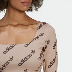 Women's Adidas Originals Long Sleeve Crop Top Halo Blush BEIGE 17 Women's Adidas Originals Long Sleeve Crop Top Halo Blush BEIGE -women‘s Sales Store HM4893 8