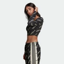 Women's Adidas Originals Long Sleeve Crop Top Black BLACK 14 Women's Adidas Originals Long Sleeve Crop Top Black BLACK -women‘s Sales Store HM4894 5