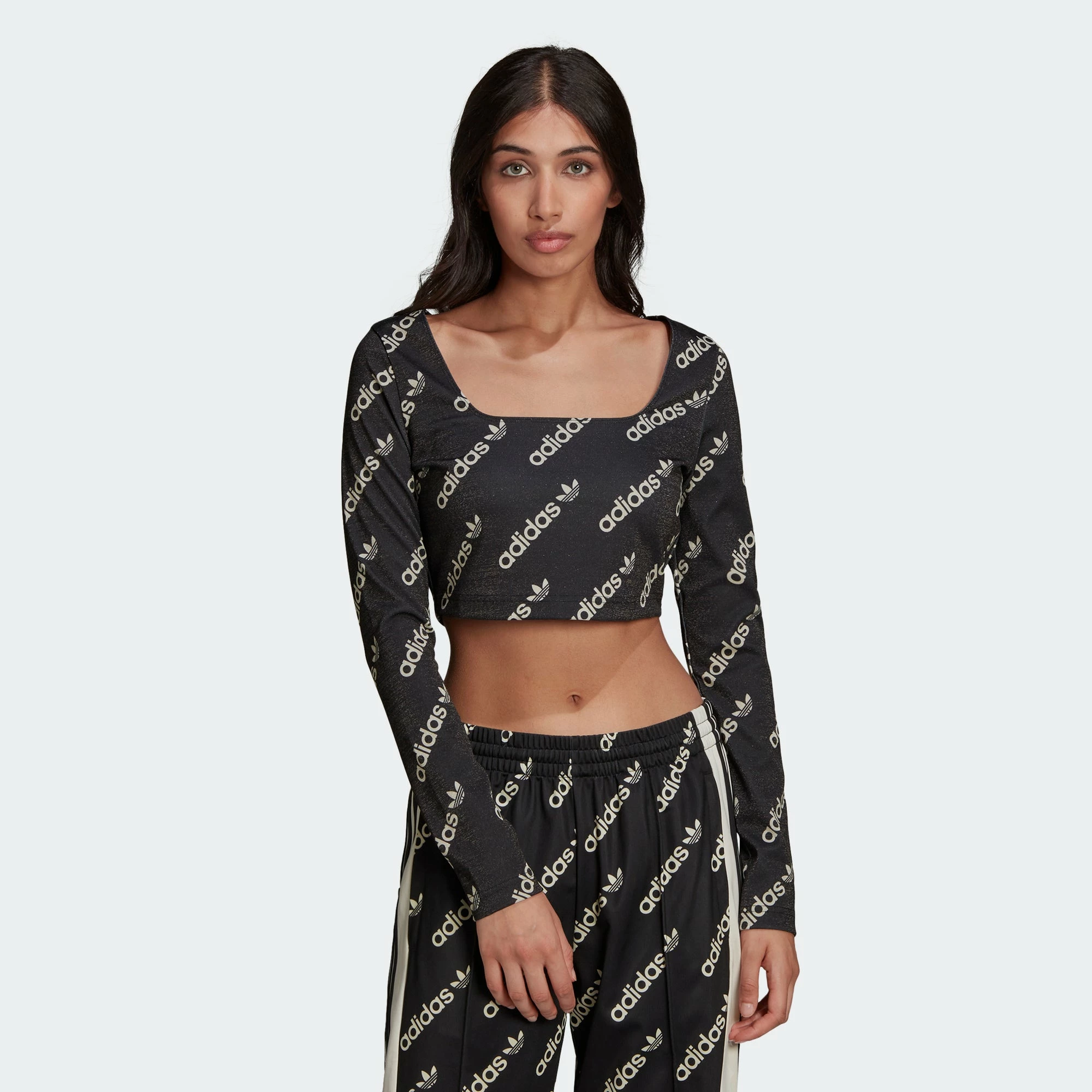 Women's Adidas Originals Long Sleeve Crop Top Black BLACK 4 Women's Adidas Originals Long Sleeve Crop Top Black BLACK - Image 2