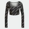 Women's Adidas Originals Long Sleeve Crop Top Black BLACK -women‘s Sales Store HM4894 8