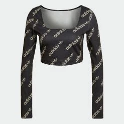 Women's Adidas Originals Long Sleeve Crop Top Black BLACK